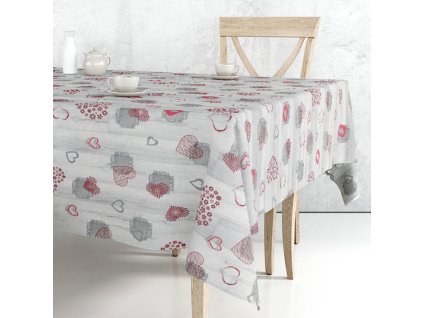 Ubrus PVC M-127B - Srdíčka 140 cm x 20m (Barva šedá, Vzor Srdíčka)
