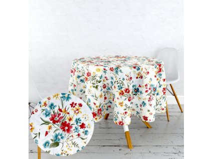 Ervi bavlněný ubrus na stůl kulatý - Louka 26337-6 (Barva barevná, Rozměr průměr 40 cm, Vzor Květinový)