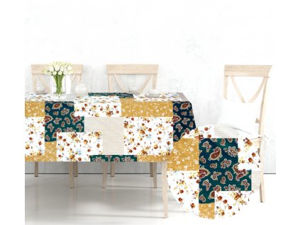 Ervi bavlněný ubrus na stůl čtvercový - pečvork na smaragdovém (Barva barevná, Rozměr 40x40 cm, Vzor Pečvork)