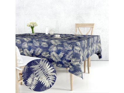 Ervi bavlněný ubrus na stůl čtvercový - větvičky na modrém (Barva Tmavě modrá, Rozměr 40x40 cm, Vzor Lístečký/Větvičky)