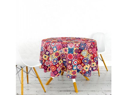 Ervi bavlněný ubrus na stůl kulatý - barevný ornament (Barva barevná, Rozměr průměr 40 cm, Vzor Ornament)