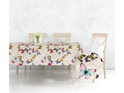 Ervi bavlněný ubrus na stůl čtvercový - barevné motýlcí (Barva barevná, Rozměr 40x40 cm, Vzor Přírodní)