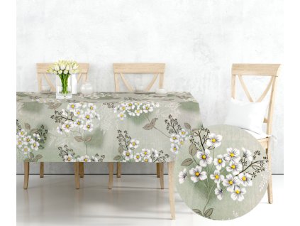Ervi bavlněný ubrus na stůl čtvercový - bílé květinky (Barva barevná, Rozměr 40x40 cm, Vzor Květinový)