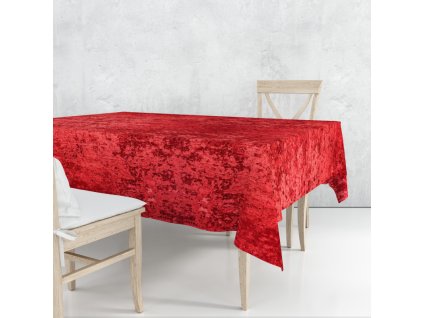 Ervi dekorační ubrus na stůl čtvercový - mačkaný samet červený (Rozměr 40x40 cm)
