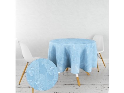 Ervi dekorační ubrus na stůl kulatý - Estella listy modrá (Rozměr průměr 40 cm)