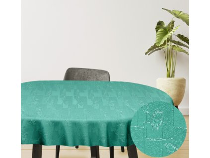Ervi dekorační ubrus na stůl oválný - Estella listy zelená (Rozměr 80x120 cm)