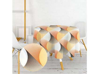 Ervi bavlněný ubrus na stůl kulatý - Vlnění (Barva barevná, Rozměr průměr 40 cm, Vzor Abstrakce)