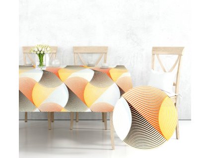 Ervi bavlněný ubrus na stůl obdélníkový - Vlnění (Barva barevná, Rozměr 80x120 cm, Vzor Abstrakce)