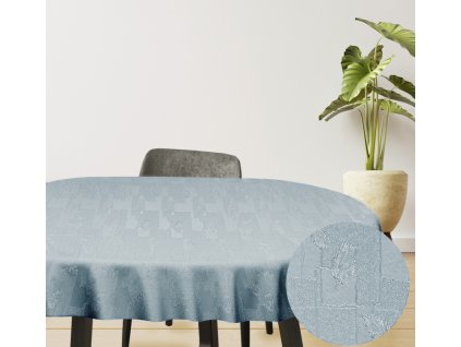 Ervi dekorační ubrus na stůl oválný - Estella listy světle modrá (Rozměr 80x120 cm)