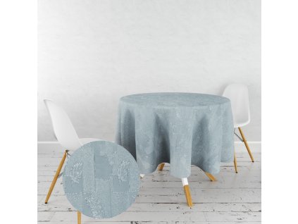 Ervi dekorační ubrus na stůl kulatý - Estella listy světle modrá (Rozměr průměr 40 cm)