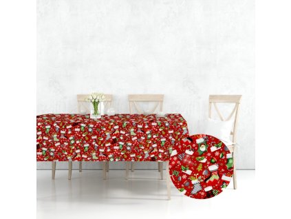 Ervi bavlněný ubrus na stůl obdélníkový - Vánoční ponožky červené (Barva Barevná/Colorful, Rozměr 80x120 cm, Vzor Vánoční/Christmas)