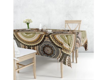 Ervi bavlněný ubrus na stůl čtvercový - designový vzor na béžovém (Rozměr 40x40 cm)