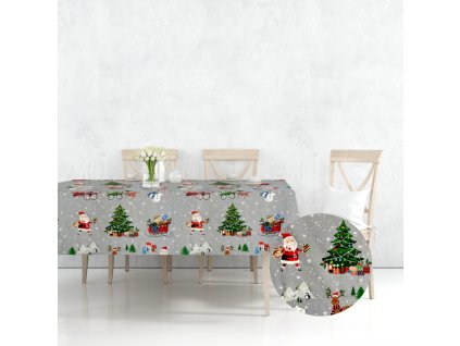 Ervi bavlněný ubrus na stůl čtvercový - Vánoční vzor šedý (Barva Barevná/Colorful, Rozměr 40x40 cm, Vzor Vánoční/Christmas)