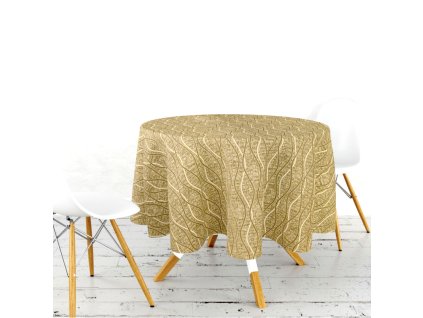 Ervi gobelínový ubrus na stůl kulatý - Tuna hořčice (Rozměr průměr 40 cm)