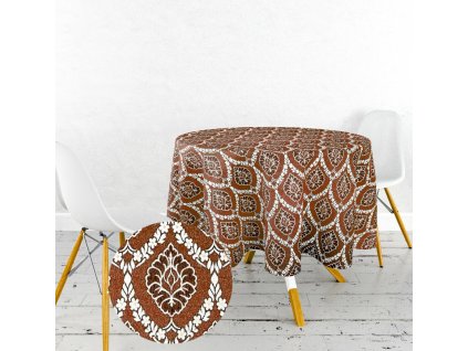 Ervi gobelínový ubrus na stůl kulatý - Asetat-5001 hnědý (Rozměr průměr 40 cm)