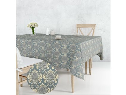 Ervi Gobelínový ubrus na stůl čtvercový - Barokní Sny na šedo-modrém (Rozměr 40x40 cm)