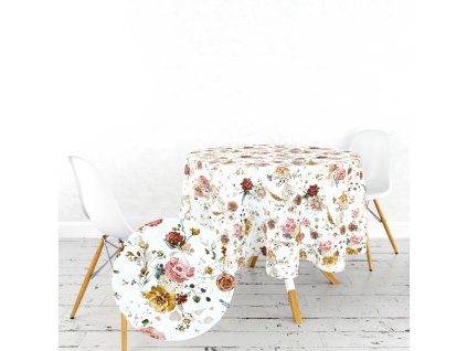 Ervi Teflonový ubrus na stůl kulatý Royal Lux - Vůně rozkvetlé louky (Rozměr průměr 40 cm)