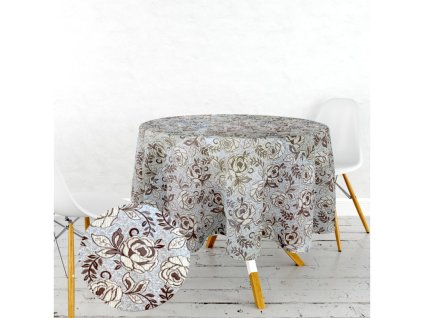 Ervi gobelínový ubrus na stůl kulatý - Tafta - Růže - krémové (Rozměr průměr 40 cm)