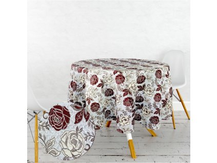 Ervi gobelínový ubrus na stůl kulatý - Tafta - Růže - bordo (Rozměr průměr 40 cm)
