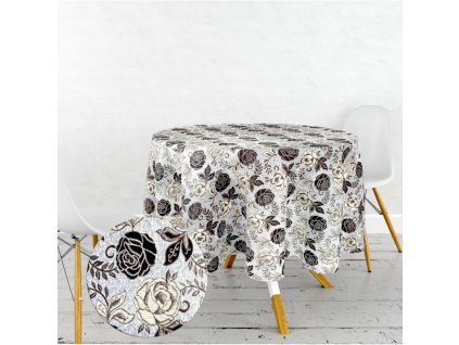 Ervi gobelínový ubrus na stůl kulatý - Tafta - Růže - hnědá (Rozměr průměr 40 cm)