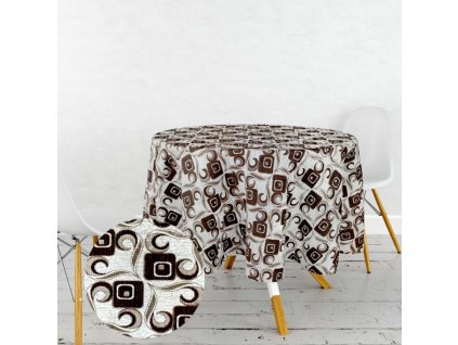 Ervi gobelínový ubrus na stůl kulatý - Tafta - Růže - hnědá - kopie (Rozměr průměr 40 cm)