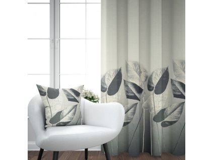 Ervi zatemňovací závěs Super print Blackout - Elegantní listí č.29 (Rozměr 140x140 cm)