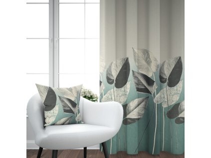 Ervi zatemňovací závěs Super print Blackout - Elegantní listí č.23 (Rozměr 140x140 cm)