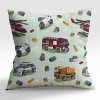 Ervi povlak na polštář flanelový - autíčká a vrtulníky na zeleném (Rozměr 30 x 50 cm)