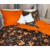 Ervi bavlněné povlečení oboustranné - květy na hnědém/oranžové (Rozměr 140x200 cm + 70x90 cm)