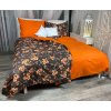 Ervi bavlněné povlečení oboustranné - květy na hnědém/oranžové (Rozměr 140x200 cm + 70x90 cm)