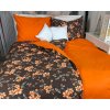 Ervi bavlněné povlečení oboustranné - květy na hnědém/oranžové (Rozměr 140x200 cm + 70x90 cm)