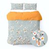 Ervi bavlněné povlečení oboustranné - květ jabloně na šedém/oranžové (Rozměr 140x200 cm + 70x90 cm)