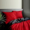 Ervi Luxsusní saténové oboustranné bavlněné povlečení Červené/šedé (Rozměr 140x200 cm + 70x90 cm)