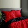 Ervi Luxsusní saténové oboustranné bavlněné povlečení Červené/černé (Rozměr 140x200 cm + 70x90 cm)