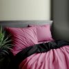 Ervi Luxsusní saténové oboustranné bavlněné povlečení Růžové/černé (Rozměr 140x200 cm + 70x90 cm)