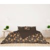 Ervi bavlněné povlečení oboustranné - oránžové květy na hnědém/hnědé (Rozměr 140x200 cm + 70x90 cm)