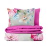 Ervi Bavlněné Saténové povlečení DELUXE DUO - Malované růžové a fialové květy/fuchsia (Rozměr 140x200 cm + 70x90 cm)