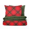 Ervi bavlněné povlečení oboustranné - Vánoční káro červené/olivové (Rozměr 140x200 cm + 70x90 cm)