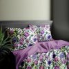 Ervi Bavlněné Saténové povlečení DELUXE DUO - Fialová zahrada/fialové (Rozměr 140x200 cm + 70x90 cm)