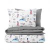 Ervi bavlněné povlečení oboustranné - námořní motivy na bílém/šedé (Rozměr 140x200 cm + 70x90 cm)