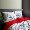Ervi bavlněné povlečení oboustranné - námořní motivy na bílém/červené (Rozměr 140x200 cm + 70x90 cm)