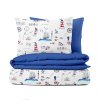 Ervi bavlněné povlečení oboustranné - námořní motivy na bílém/modré (Rozměr 140x200 cm + 70x90 cm)