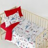 Ervi bavlněné povlečení do postýlky DUO - námořní motivy na bílém/červené (Rozměr 90x120 cm + 40x60 cm)