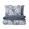 Ervi bavlněné povlečení oboustranné - modré a bílé listy na modrém/šedé (Rozměr 140x200 cm + 70x90 cm)