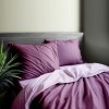 #Ervi Luxsusní saténové oboustranné bavlněné povlečení světle fialové/fialové 200x220 cm (Rozměr 200x220 cm +2ks x 70x90 cm)