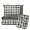 Ervi Sada Flanelového DUO povlečení s Prostěradlem - bílo-černé karo/tmavě šedé (Rozměr 140x200 cm + 70x90 cm + prostěradlo 80x200 cm)