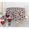 Ervi bavlněný ubrus na stůl kulatý - Vánoční srdíčka na šedém (Barva Barevná/Colorful, Rozměr průměr 160 cm, Vzor Vánoční/Christmas)