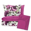 Ervi Zvýhodněná Sada Bavlněného DUO povlečení s Prostěradlem - fialové hortenzie a pivoňky/fuchsia (Rozměr 200x220 cm +2ks x 70x80 cm + prostěradlo 180x200 cm)
