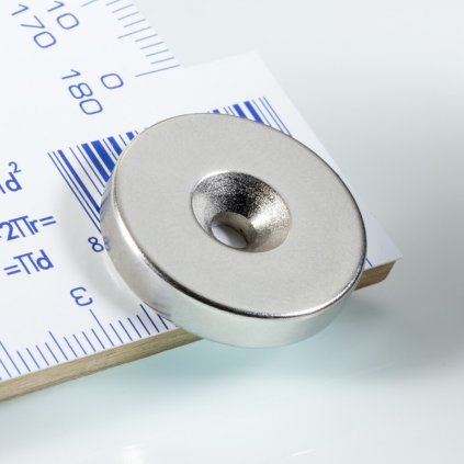 Neodymový magnet válec s dírou pro šroub se zápustnou hlavou pr.25 x 5 N 80 °C, VMM4-N35 (Počet kusů 1 ks)
