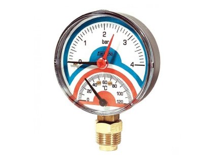 Termomanometer spodný 1/2", DN 80, tlak 0-6 bar, teplota 0-120°C